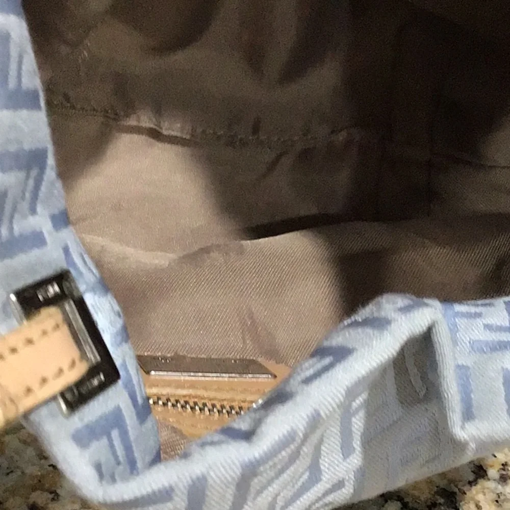 Fendi Handbag Tote Light Blue Oyster Cloth Canvas $1200 - Picture 9 of 11